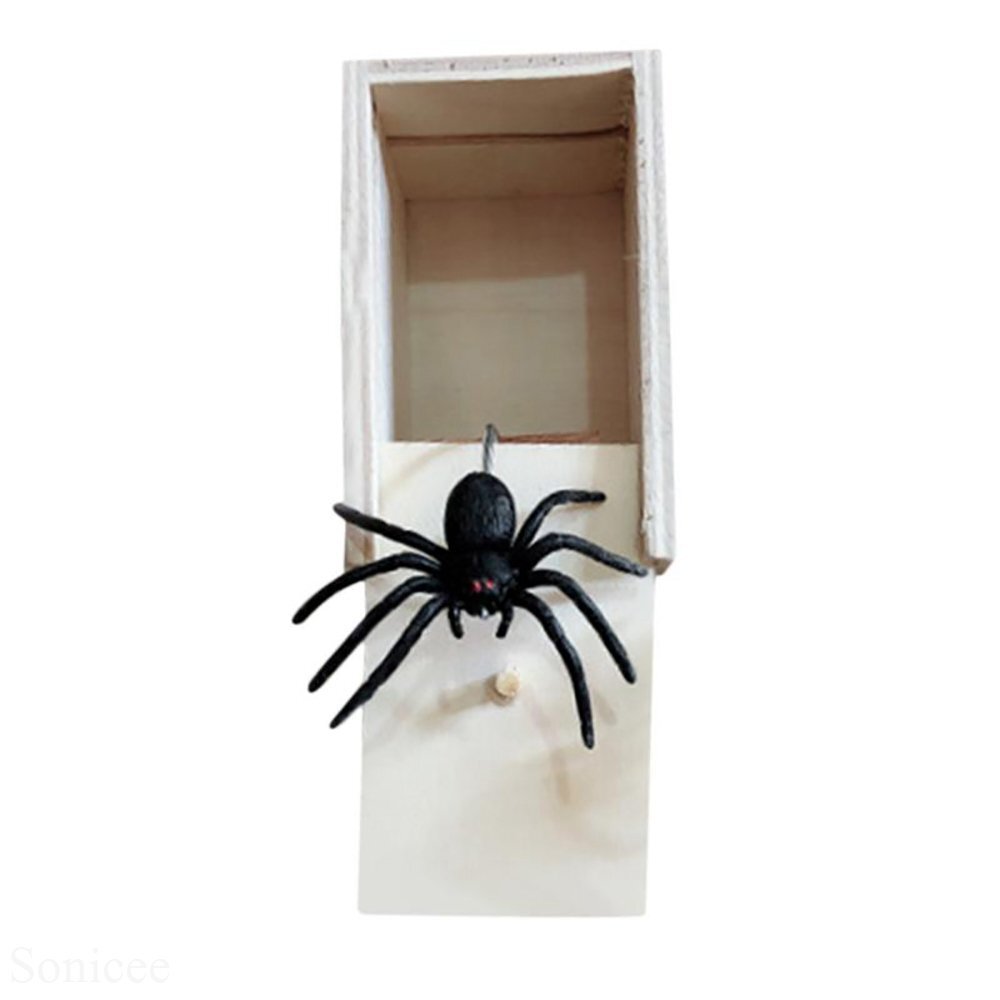 Scatola Scherzo Ragno 2 Pezzi – Giocattolo Burla In Legno Con Ragno Morbido, Paura Divertente Per Bambini E Adulti – Ideale Per Halloween
