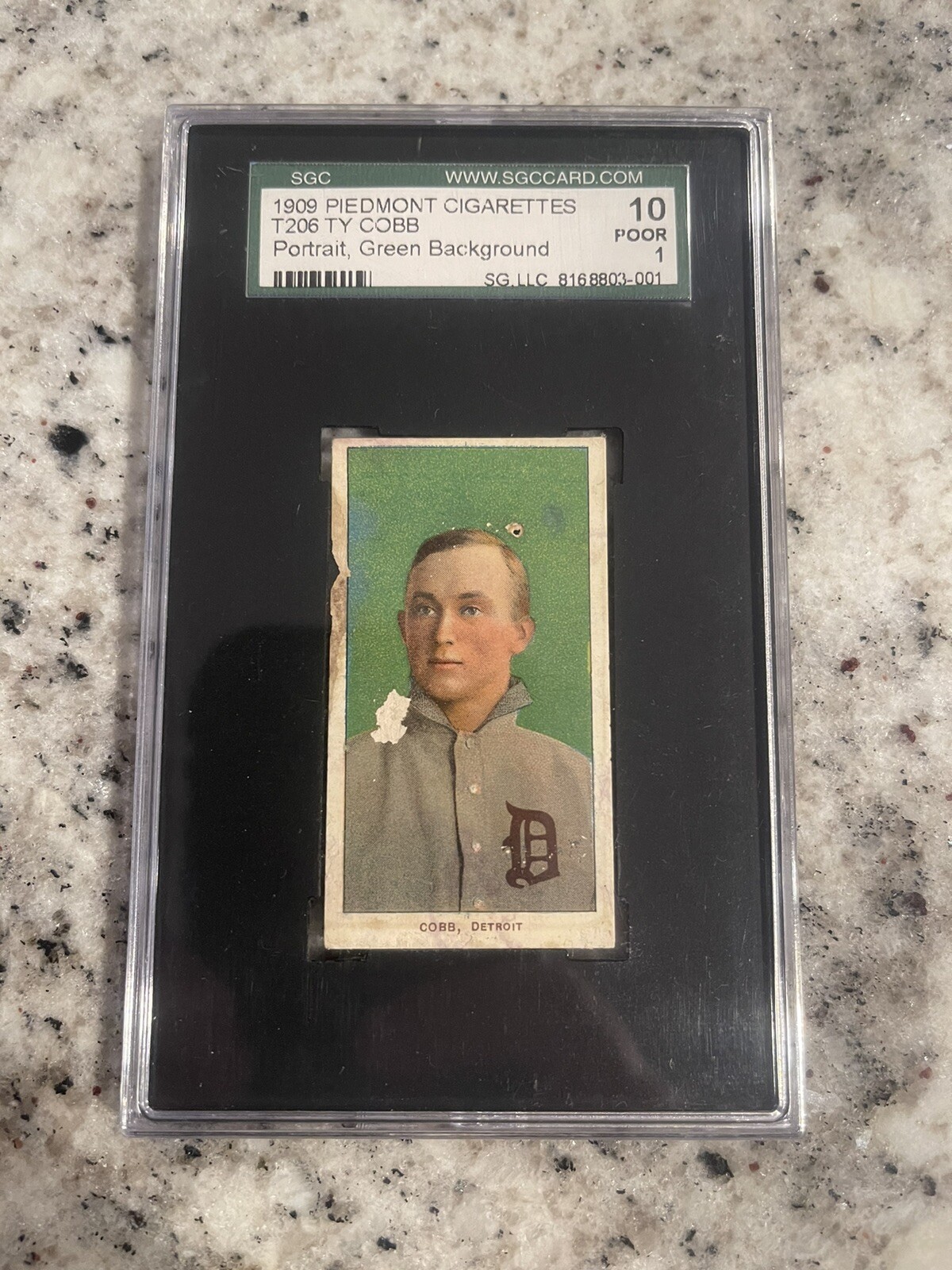 SGC 1 1909 T206 TY COBB GREEN PORTRAIT PIEDMONT 150 HOF GREAT LOOKING CARD