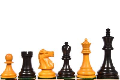 Fischer-Spassky Staunton Chess Pieces in Ebonized & Antique Boxwood- 3.78'' King