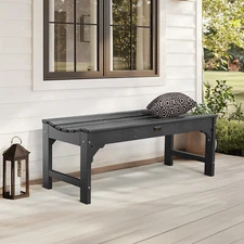 Garden Bench All-Weather HDPE 2-Person Outdoor Bench for Front Porch Backyard