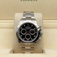 2007 Rolex Daytona 116520 Black Steel Cosmograph Watch Excellent Condition