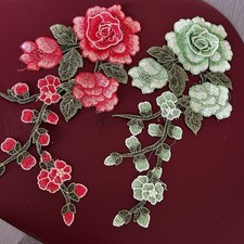 2x DIY Flower Embroidered Lace Applique Retro Dress Patch Sew on Accessory Decor