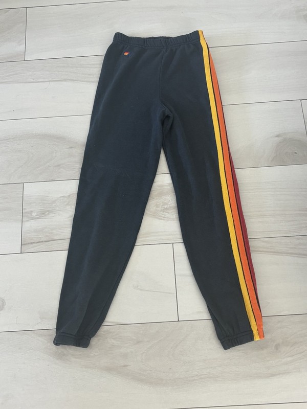 Aviator Nation 5 Stripe Sweat Pant Kids 14  Blue Elastic Waist Pull On Jogger