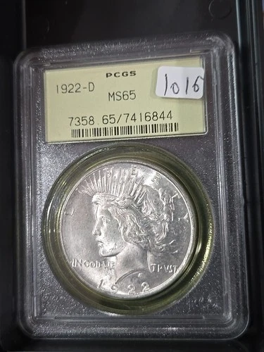 1922-D MS65 PCGS Peace Silver Dollar S$1 In Old Green Holder OGH