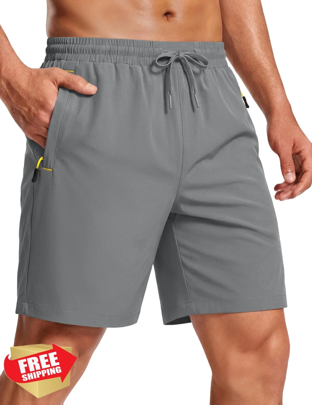 MAGCOMSEN Mens 7" Hiking Shorts Quick Dry Zipper Pockets Gym