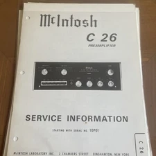 McIntosh C 26 Original Service Information 