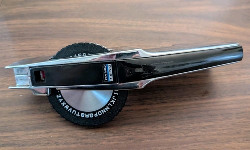 VTG DYMO 1550 Label Maker Tapewriter Hand Held Spin Dial Chrome Finish Works