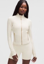 lululemon Define Cropped Jacket NULU Light Ivory / Gold Full Zip Size 0 NWT