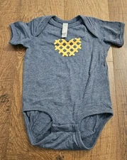 Chik Fil A Waffle Fry Baby Bodysuit Size 18M Blue Waffle Fry Heart Short Sleeve