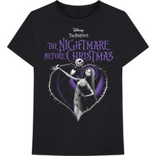 Men's Nightmare Before Christmas Purple Heart Slim Fit T-shirt XX-Large Black