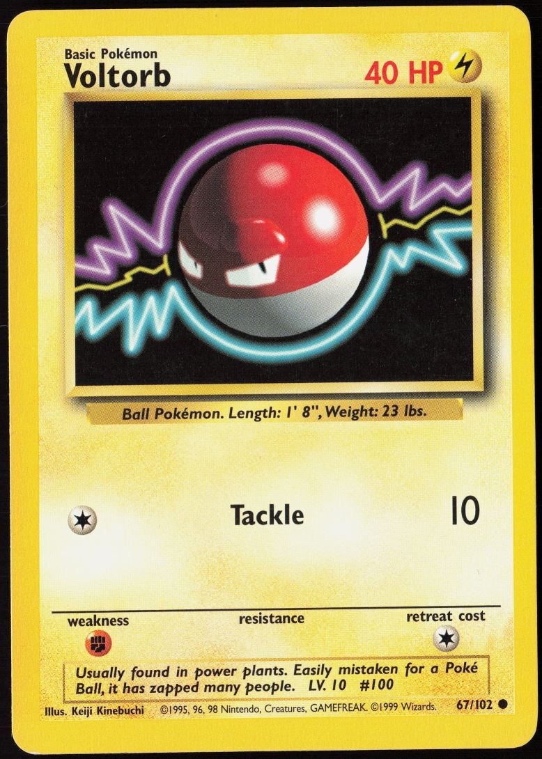 1999 Pokemon Base Set Unlimited Voltorb /102 Common #67 NM