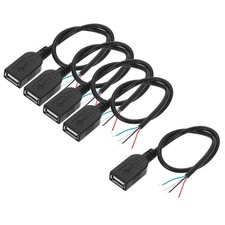 Micro USB Female to 4Pin Bare Wire 28AWG 12", 5Pcs Open End Pigtail Power Cable