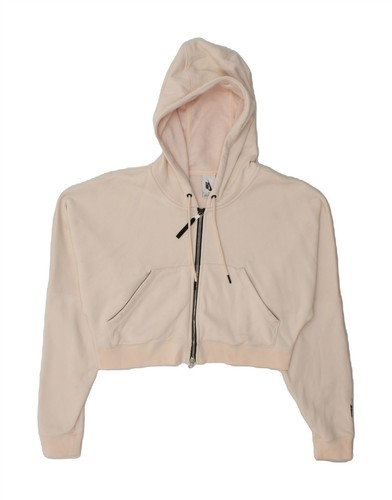 Nike Damen Crop Zip Hoodie Pullover UK 14 Medium Beige Baumwolle JN03