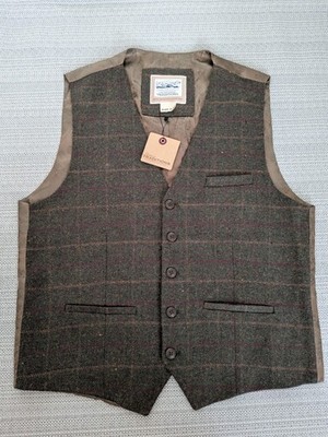 Heritage Traditions Heritage Tweed Weste Box Check Knopfleiste Herren L 40''