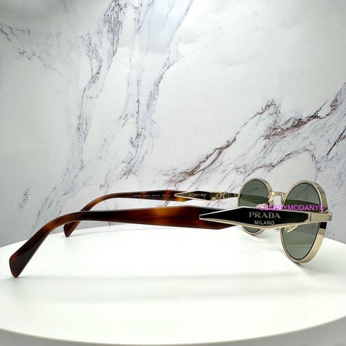 Gafas de sol PRADA nuevas PR65ZS metal dorado ovaladas redondas símbolo logotipo ZVN70L - Imagen 7 de 23