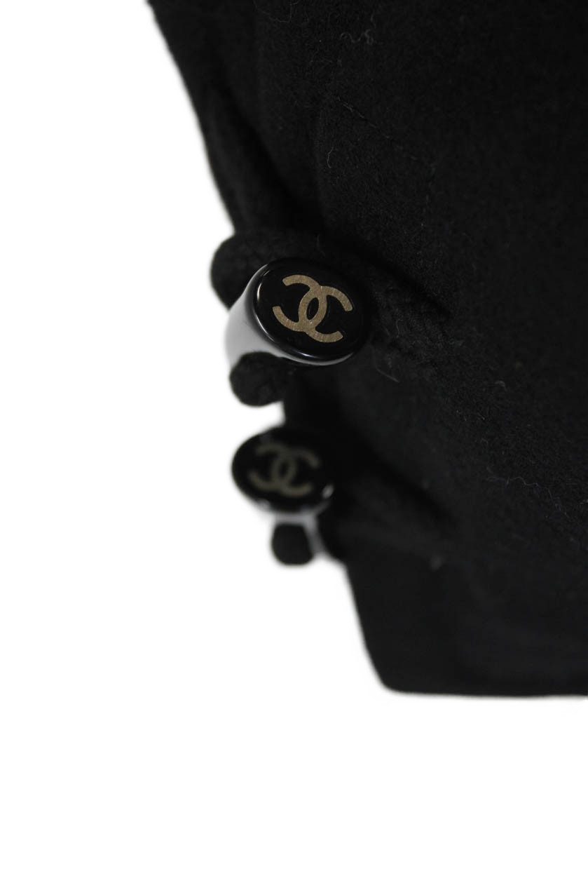 Chanel Womens Hooded Long Sleeve Toggle Closure Longline Coat Black Size S thumbnail 7