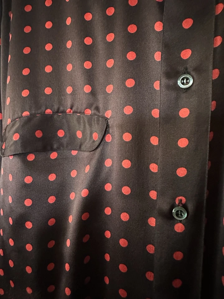 Luxuosa Camisa Bernini Masculina Y2K Era Sopranos Rica Cetim Seda Extra Grande Bolinhas - Imagem 4 de 4