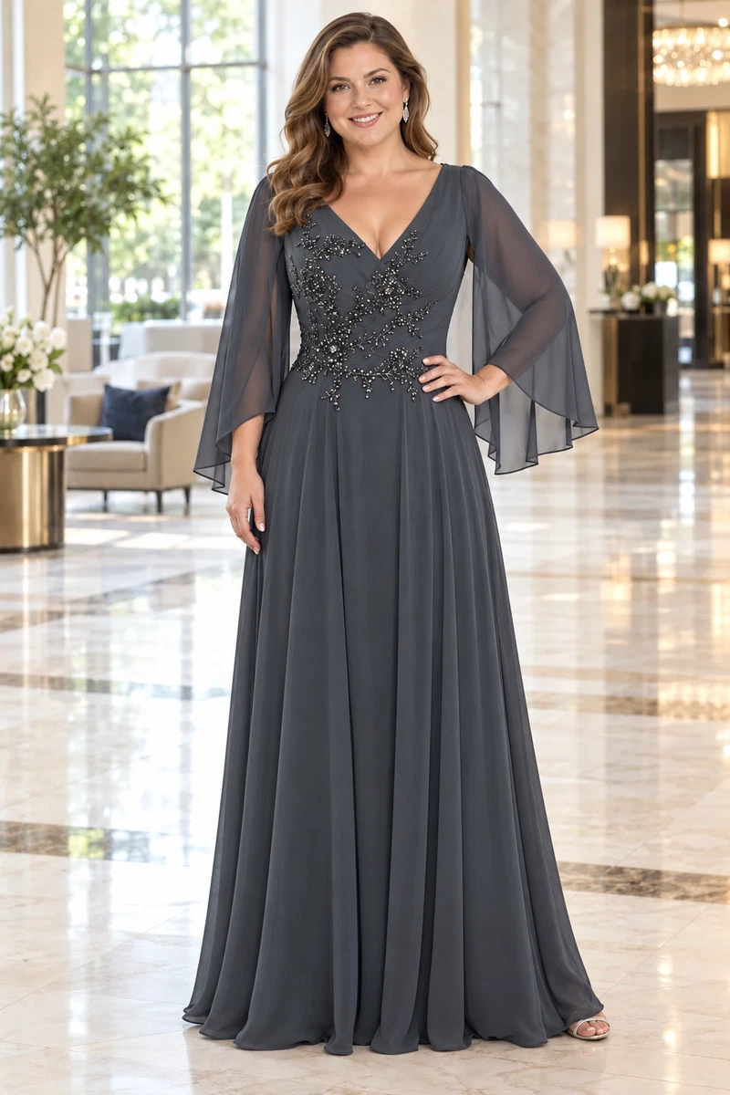 grey chiffon dress with sleeves Gray Women's Ball Gowns for sale tuxedo dinner jacket