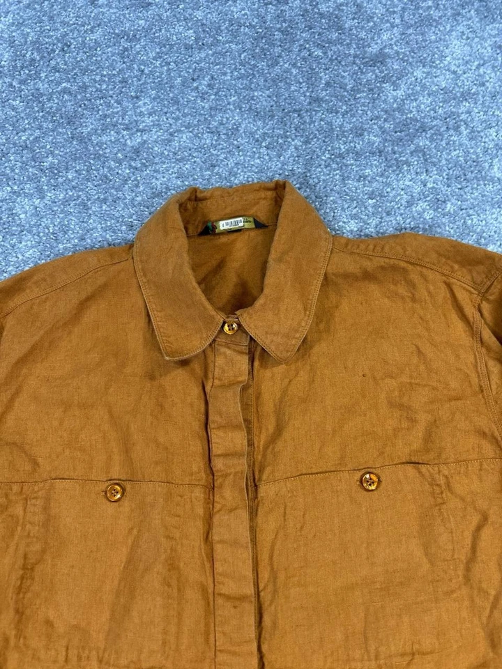 Camisa Loro Piana Mujer Grande Marrón Lino Gran Tamaño Abotonada Foto 2 de 4