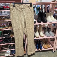 Work Order Womens Faux Ostrich Leather Pants Tan Beige Bootcut Size 10 USA Made