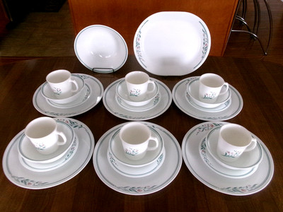 Corelle ROSEMARIE 26 PC. DINNER SET for 6 - ''Unused'' w/ Platter & Serve Bowl