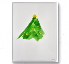 Minimalist Christmas Tree ~ Original Acrylic Painting 9X12 PAPER Bright Signed