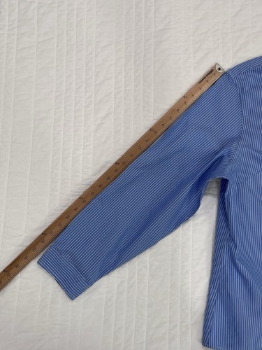 LL BEAN Shirt Womens 2X Blue White Stripe Wrinkle Free Long Sleeve Office Preppy - Picture 7 of 8