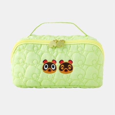 Animal Crossing Leaf Quilted Large Pouch 180° Open Cosmetic Japan Official Store