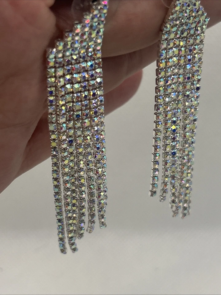 Pendientes Swarovski Chandler enchapados en rodio cristales arco iris Foto 2 de 4