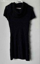 G By Guess Womens Black Short Sleeve Cowl Neck Regular Fit Sweater Dress Size M
