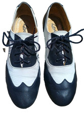 Leo Spectator Black White Dance Tap Lace up Tie Shoes sz 8 M Utratone metal taps