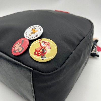 Paul Frank Black Nylon Backpack W/ Monkey Charm and Three 