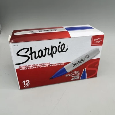 12 Pack Sharpie 38203 Permanent Marker, Blue, Chisel Tip Brand New - Image 1 of 3