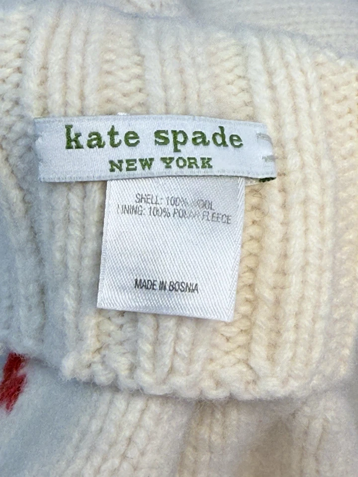 Mitones Kate Spade New York Hi 5 crema 100 % lana talla única M/L Foto 2 de 4