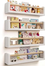 Includes Hardware, No Wood Inserts Needed Nursery Book Shelves, 4 Pack, Wall Boo
