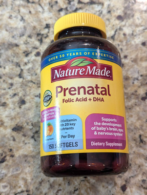 Nature Made Prenatal Folic Acid DHA 150 softgels exp: 07/2027