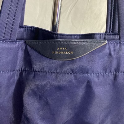 ANYA HINDMARCH Striped Smiley Wink Face Nylon Blue Tote Bag  display picture 3