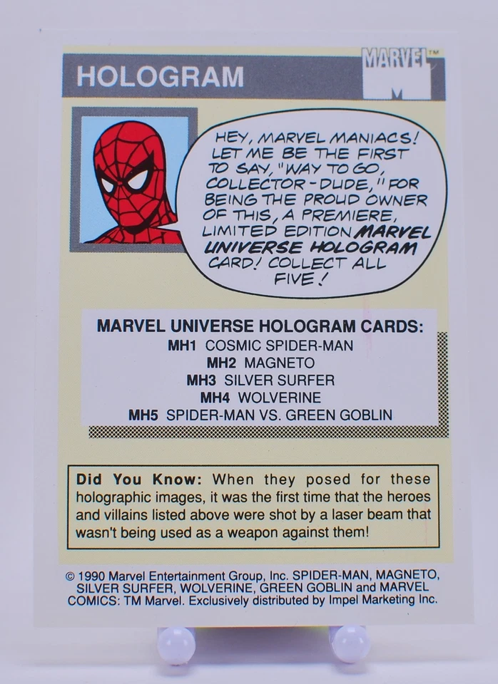 1990 Impel Marvel Universe Holograms #MH5 Spider-Man vs. Green Goblin - Image 2 of 2