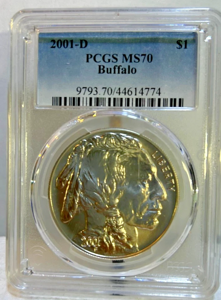 2001 D American Buffalo Commemorative Silver Dollar PCGS MS70 - Image 2 of 4