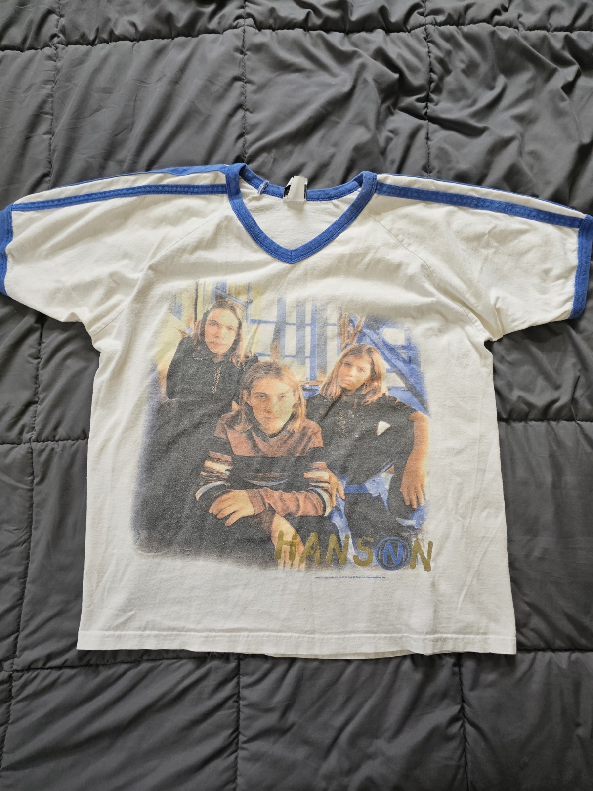 Vintage 90s Hanson Brothers Tour Tee Rare Striped Raglan Ringer Shirt