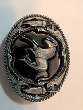 Enameled Horse Belt Buckle Siskiyou Vtg 1996 Pewter Native Amer Style