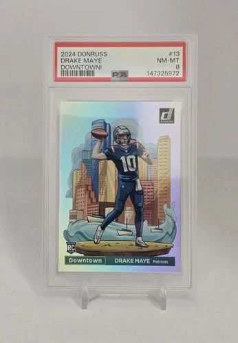 2024 Donruss Drake Maye Downtown! #13 (RC) PSA 8