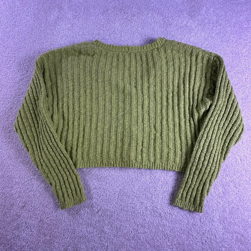 Cardigã feminino Forever 21 malha com nervuras suéter verde L - Imagem 2 de 4