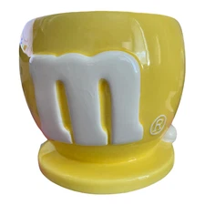 M & M Yellow FTD Planter Vase Jar Dish Sculpted Candy Mars Ceramic An Original