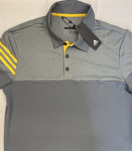 Adidas Heather 3-Stripes Block Polo Sport Shirt A213 Size Small Golf Men’s NEW - Picture 9 of 13