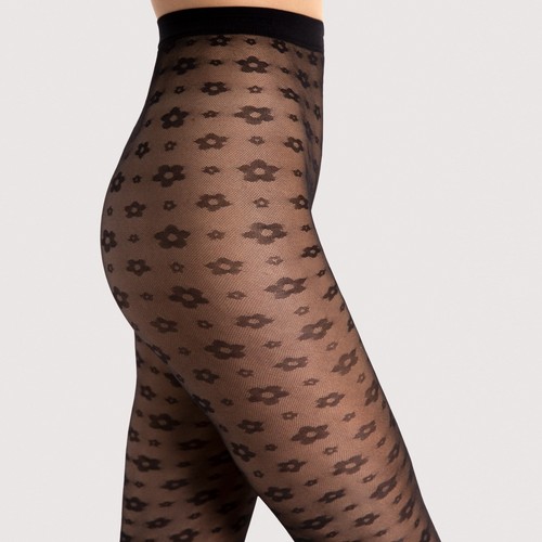 Fiore Footloose tights fantasy sheer mesh floral flower retor pattern 30 Den - Picture 18 of 23