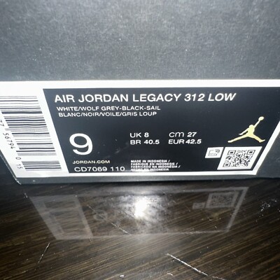 Men's Jordan Legacy 312 Low White/Wolf Grey-Black-Sail (CD7069 110