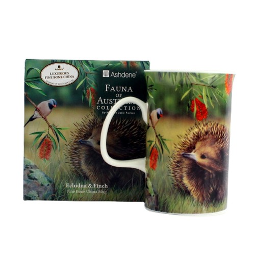 Echidna Finch Mug Australia Bird Bottlebrush Fine Bone China Australian Souvenir - Picture 2 of 6