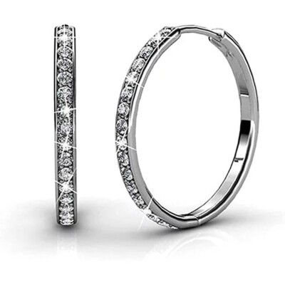 Cate Chloe Bianca 18k White Gold Hoop Earrings with Swarovski