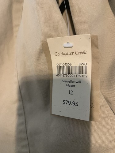 NWT SZ 12 Womens Jacket-COLD WATER CREEK-Neutral-Figure-Shaping-100%COTTON!-NEW - Picture 8 of 16